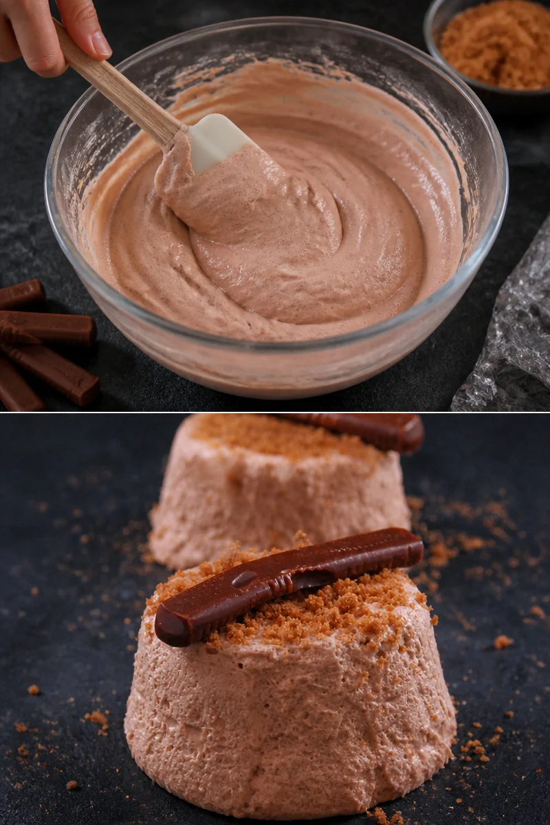 Bavarois mousseux aux carambars sur un plat, dessert crémeux au caramel
