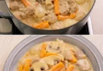 Blanquette de veau à l'ancienne servie avec des légumes et une sauce crémeuse
