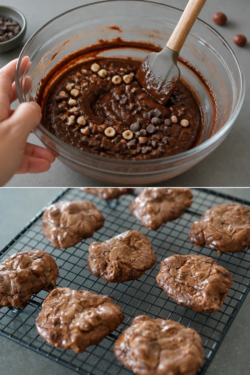 Brownie cookies d'Hervé Cuisine avec un texture fondante et chocolatée.