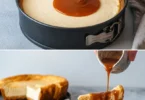Cheesecake crémeux avec sauce caramel au beurre salé décoratif
