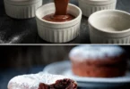 Coulants au chocolat fondants, un dessert chocolaté au cœur coulant.