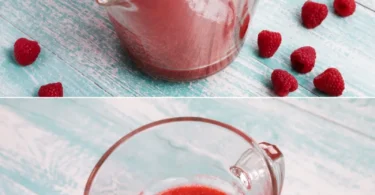 Coulis de framboises fait maison pour garnir vos desserts.