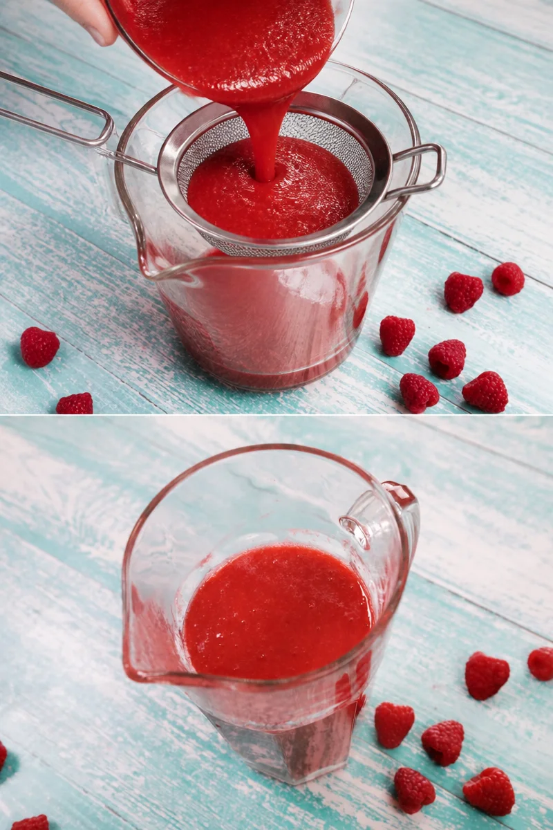 Coulis de framboises fait maison pour garnir vos desserts.