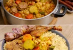 Couscous royal avec agneau, poulet et merguez, plat traditionnel savoureux