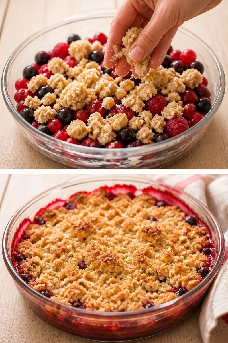 Crumble aux fruits rouges rapide et facile à préparer