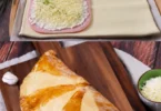 Feuilleté rapide jambon fromage doré et croustillant, idéal pour un repas rapide.