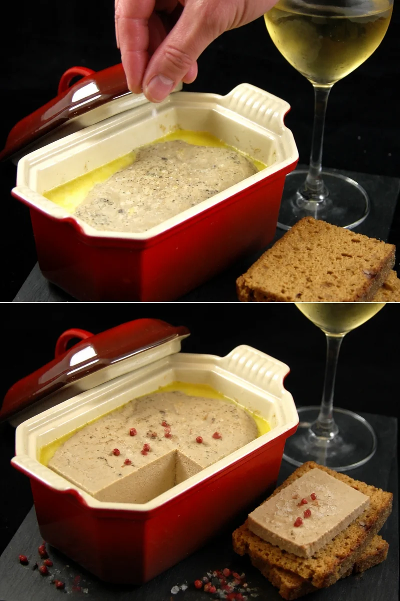 Terrine de foie gras mi-cuit servie avec des garnitures élégantes