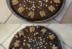Gâteau au chocolat aux noix, un dessert savoureux et moelleux.