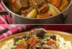 Couscous traditionnel marocain d'Ahmed et Nadia, plat généreux et savoureux.