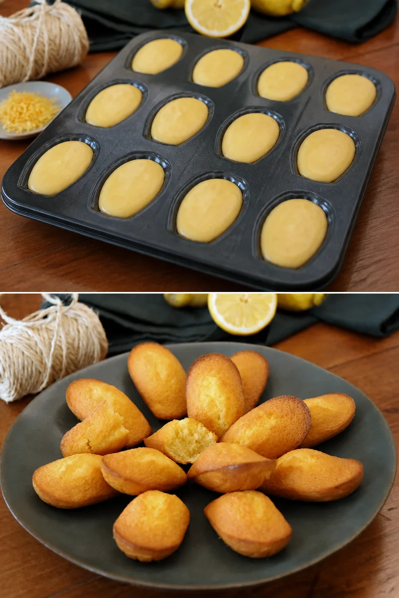 Madeleines moelleuses au citron sur une assiette