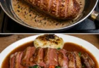 Magret de canard avec sauce épicée aux poivres, un plat gourmand et raffiné