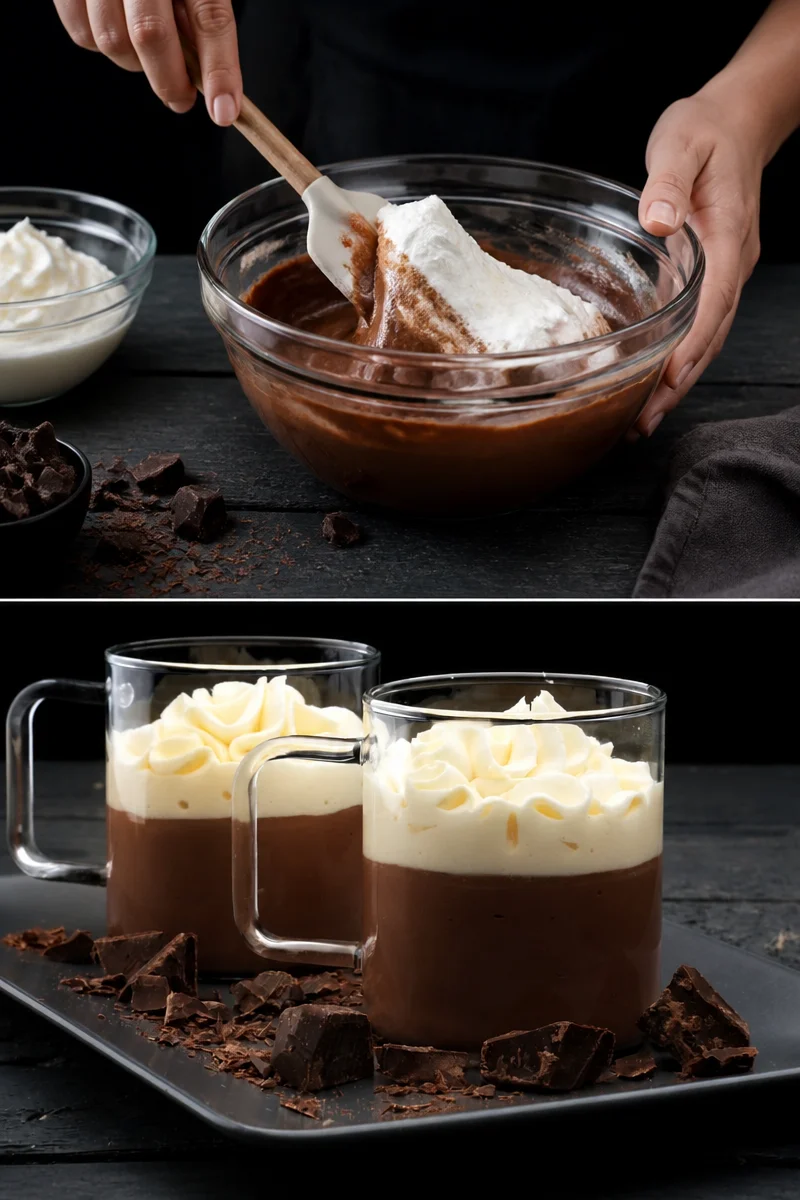 Mousse mascarpone et chocolat servie dans un joli verre, un dessert gourmand.