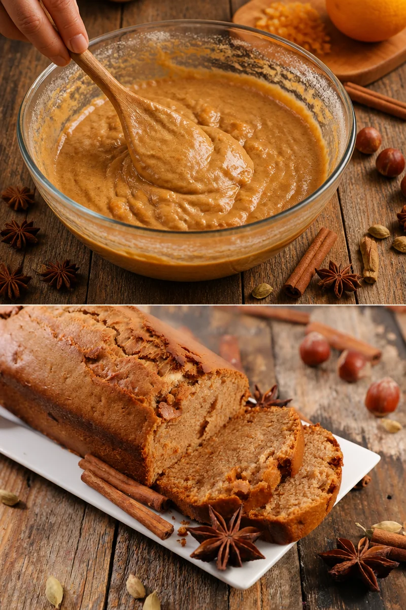 Pain d'épices alsacien prenant la forme d'un gâteau moelleux et épicé.
