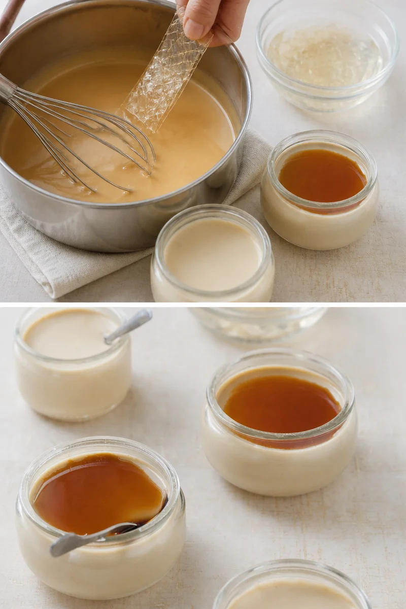 Panna cotta crémeuse au caramel au beurre salé sur une assiette élégante.