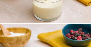 Panna cotta crémeuse garnie de coulis de fruits rouges frais