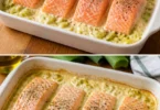 Pavé de saumon accompagné de poireaux en plat savoureux