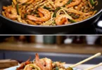 Sauté de nouilles aux crevettes, un plat rapide et délicieux en 25 minutes
