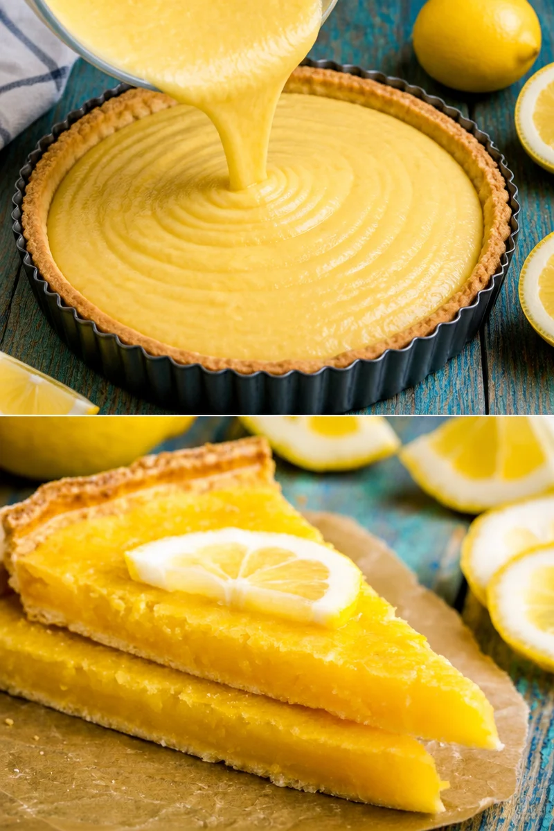 Tarte à la mousse de citron, dessert frais et léger fait maison.