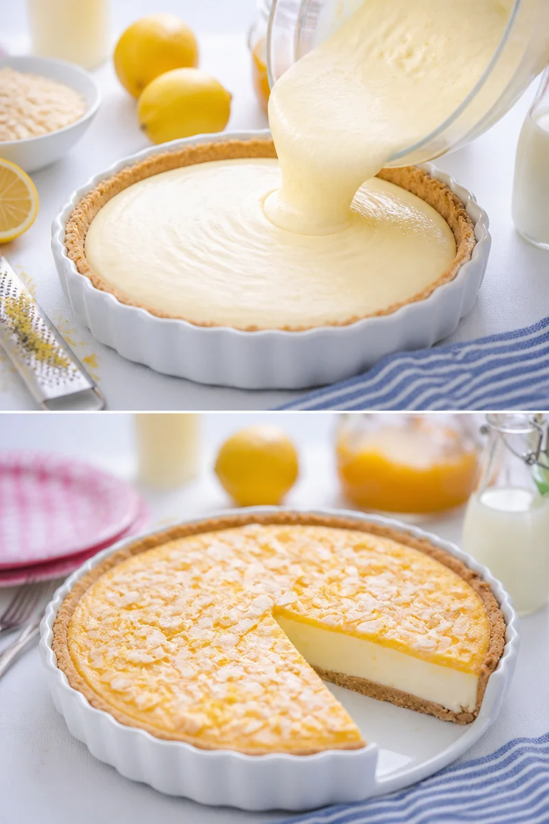 Tarte au fromage blanc garnie de citron et d'amandes, décorée pour le dessert