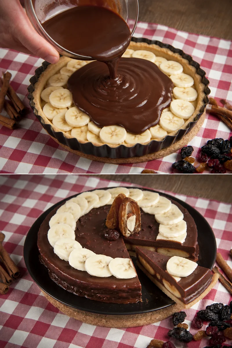 Tarte chocolat banane facile à préparer, un dessert savoureux et rapide.