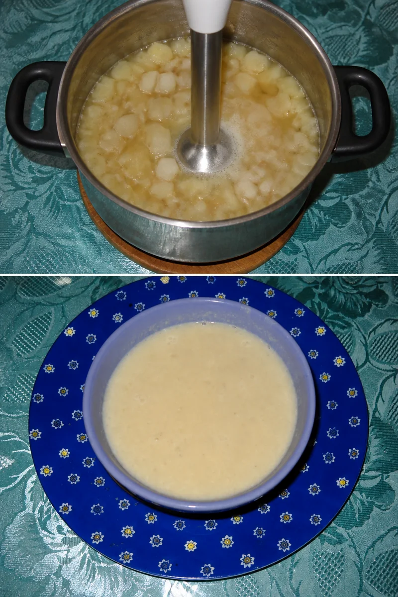 Bol de velouté de radis noir garni de crème et herbes fraîches