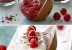Verrine de mousse aux chocolats et framboises délicieusement présentée